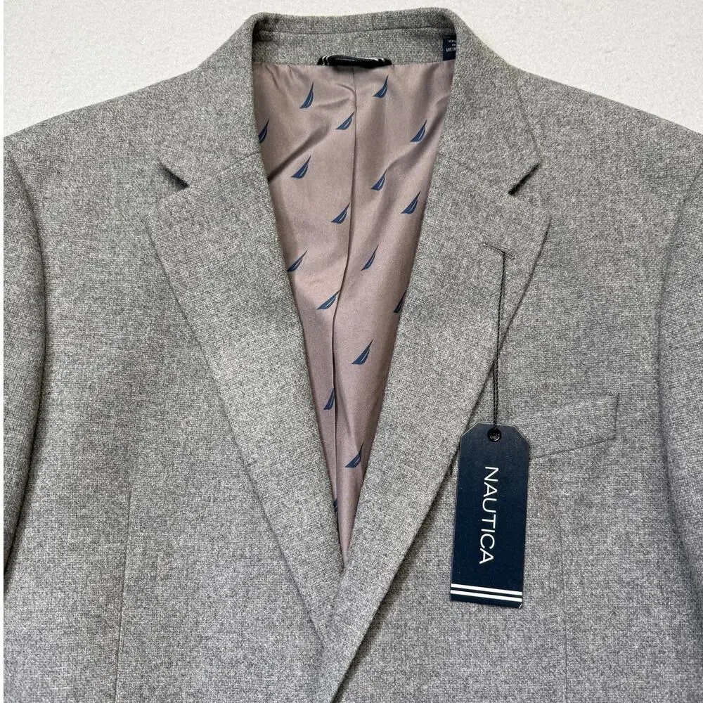 Nautica Men's Modern-Fit Solid Tweed Sport Coat - Lt Grey 42R $295